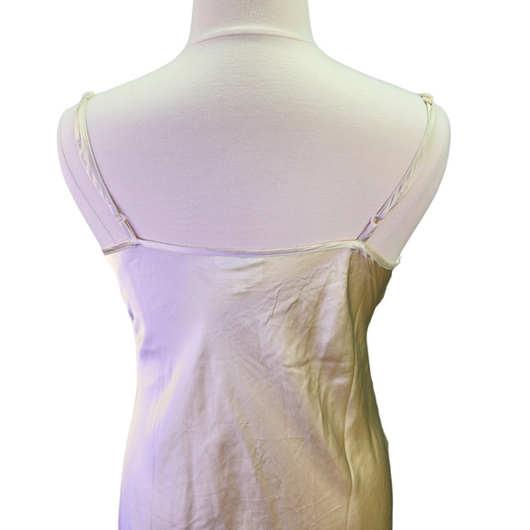 Her Destiny Nightgown Dress Women Large Ivory Satin Slip Ruched Top Pearls Sexy - Picture 8 of 14